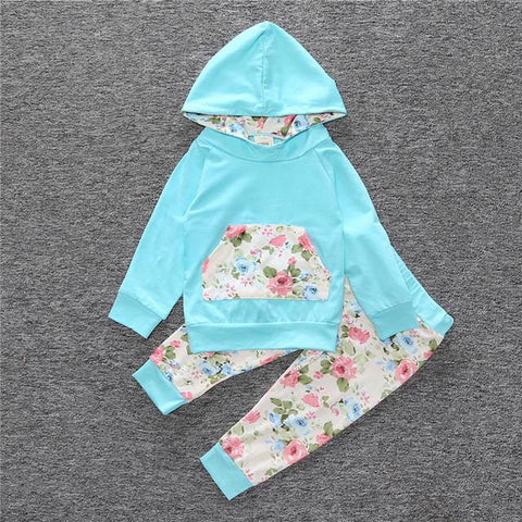 Hooded Long Sleeve With Floral Pants