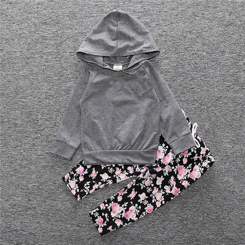 Hooded Long Sleeve With Floral Pants